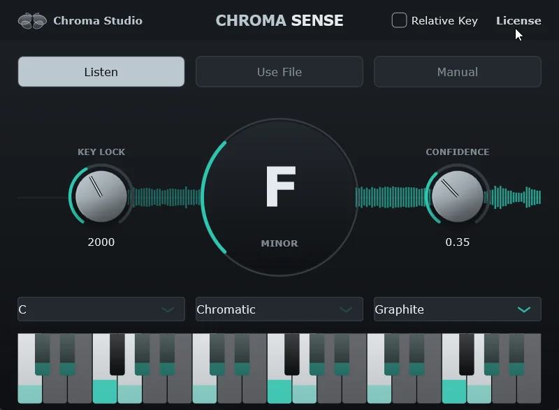 Giao diện Chroma Sense: chế độ Listen, KEY LOCK, CONFIDENCE và tông dò được